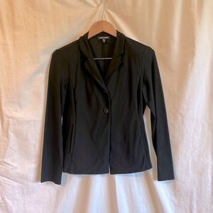 Eileen Fisher Black One Button Notch Collar Lapel Stretch Classic Blazer
